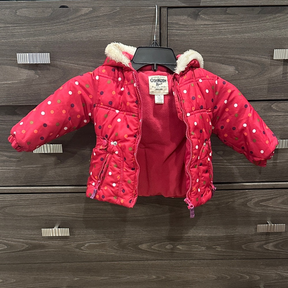 OshKosh B'gosh Red Polka Dot Winter Jacket (18 Month)